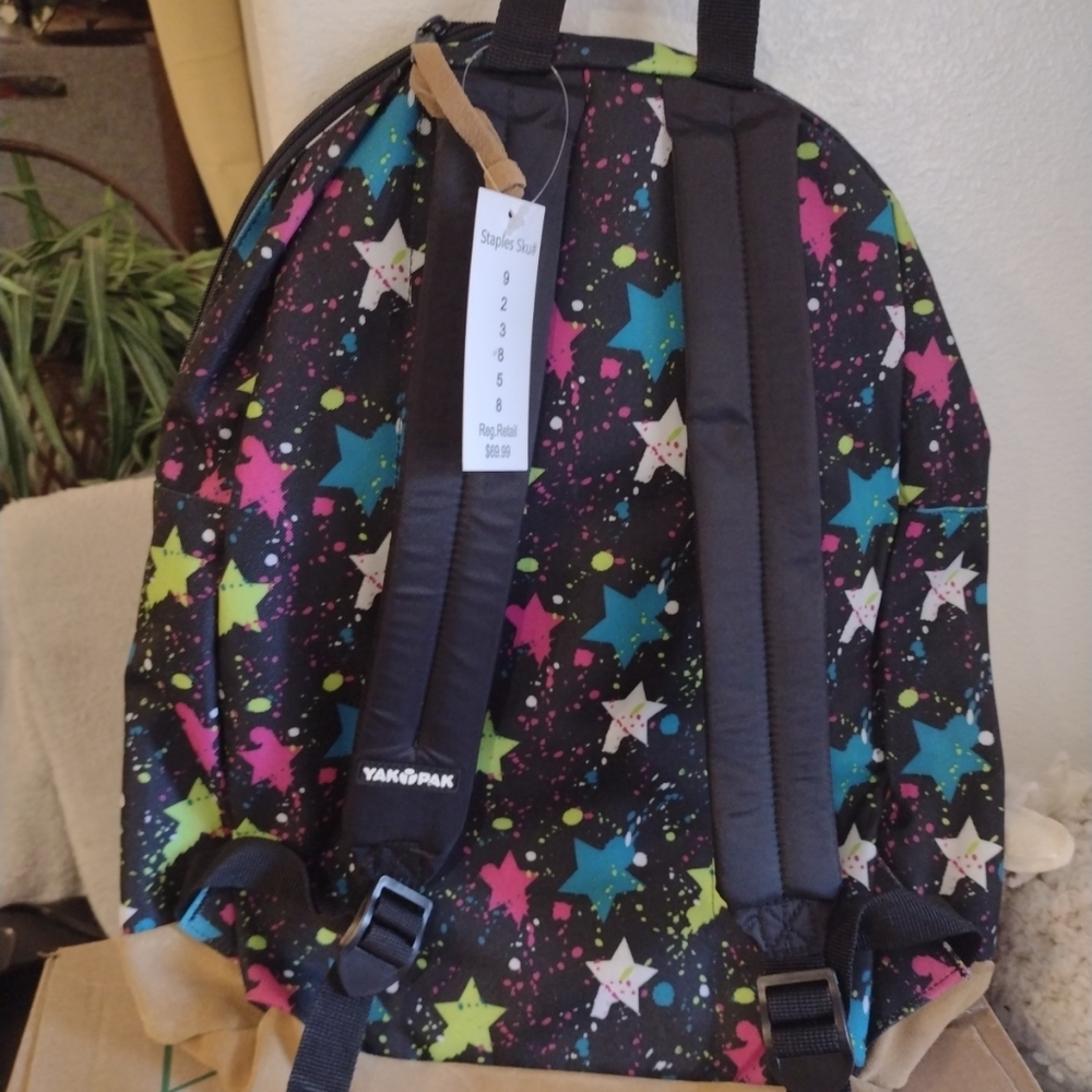 YAKPAK Rainbow Stars BACKPACK Suede Bottom Work, School, Hiking, Travel •NEW - Picture 2 of 2